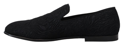Chaussures Mocassins Noirs Jacquard Fleuri Dolce & Gabbana