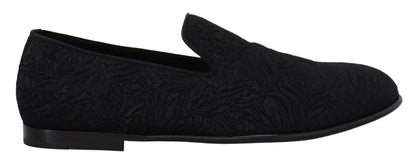 Chaussures Mocassins Noirs Jacquard Fleuri Dolce & Gabbana