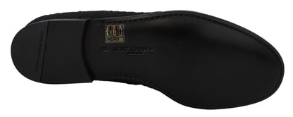 Chaussures Mocassins Noirs Jacquard Fleuri Dolce & Gabbana