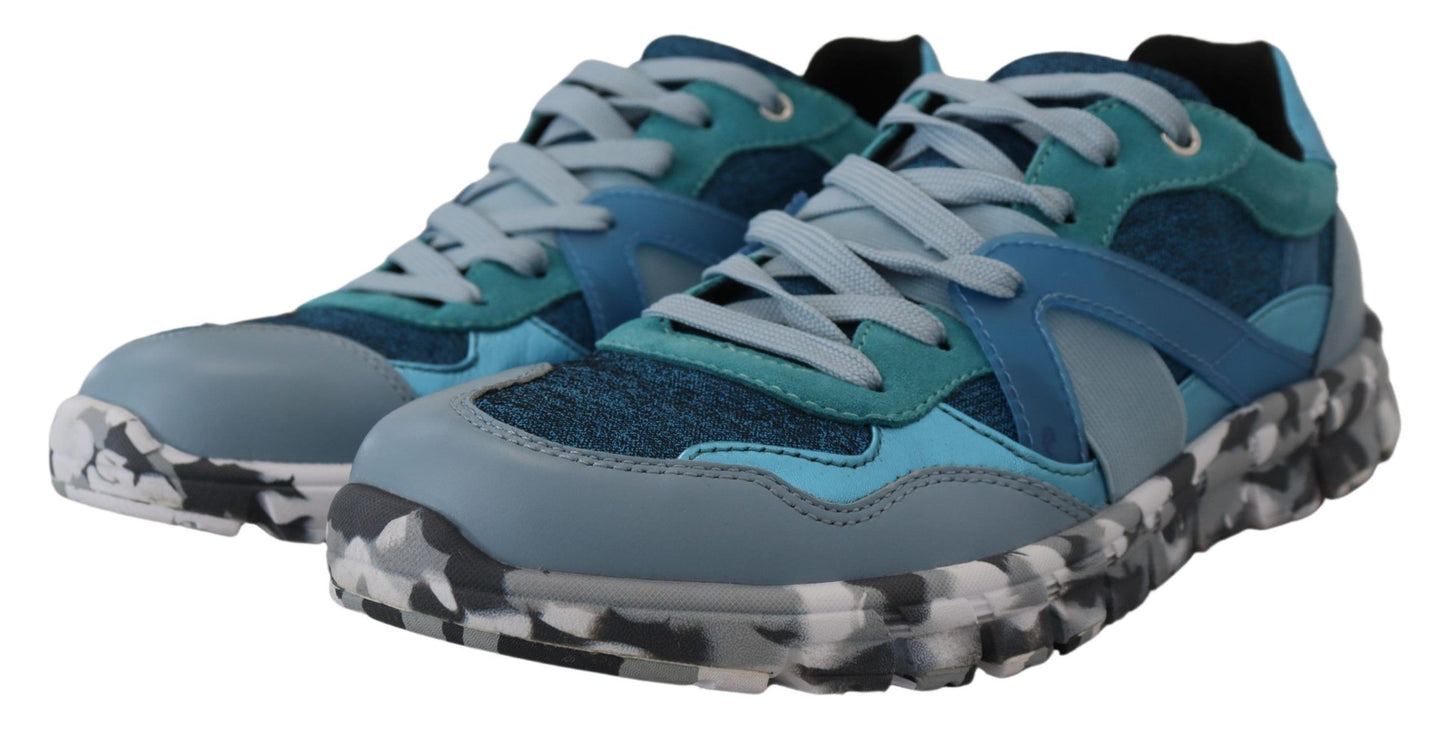 Baskets basses de sport Dolce & Gabbana en cuir gris-bleu