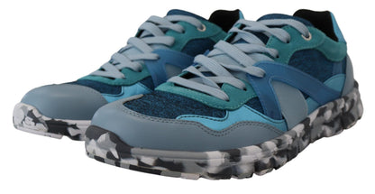 Baskets basses de sport Dolce & Gabbana en cuir gris-bleu