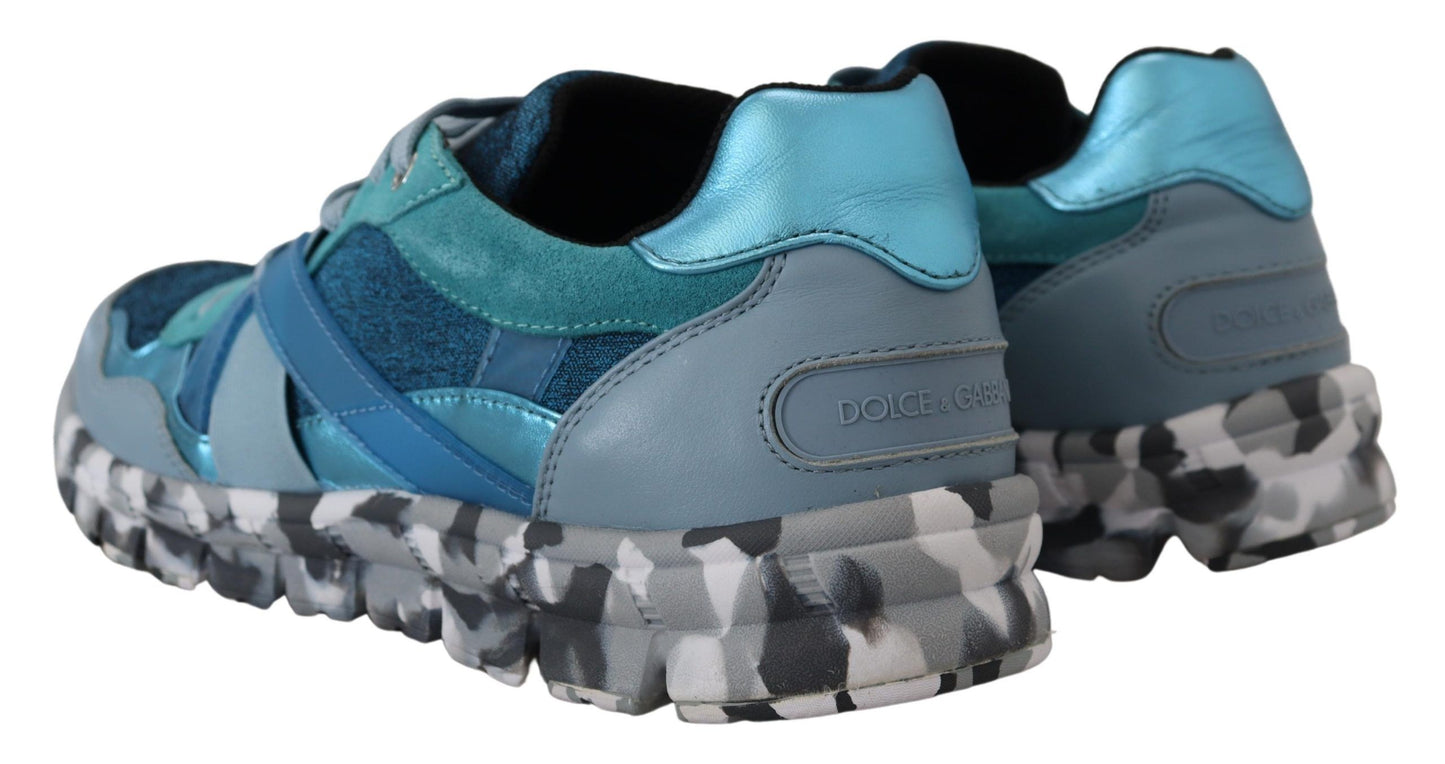 Baskets basses de sport Dolce & Gabbana en cuir gris-bleu
