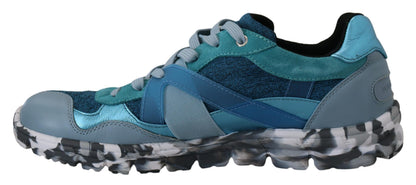 Baskets basses de sport Dolce & Gabbana en cuir gris-bleu