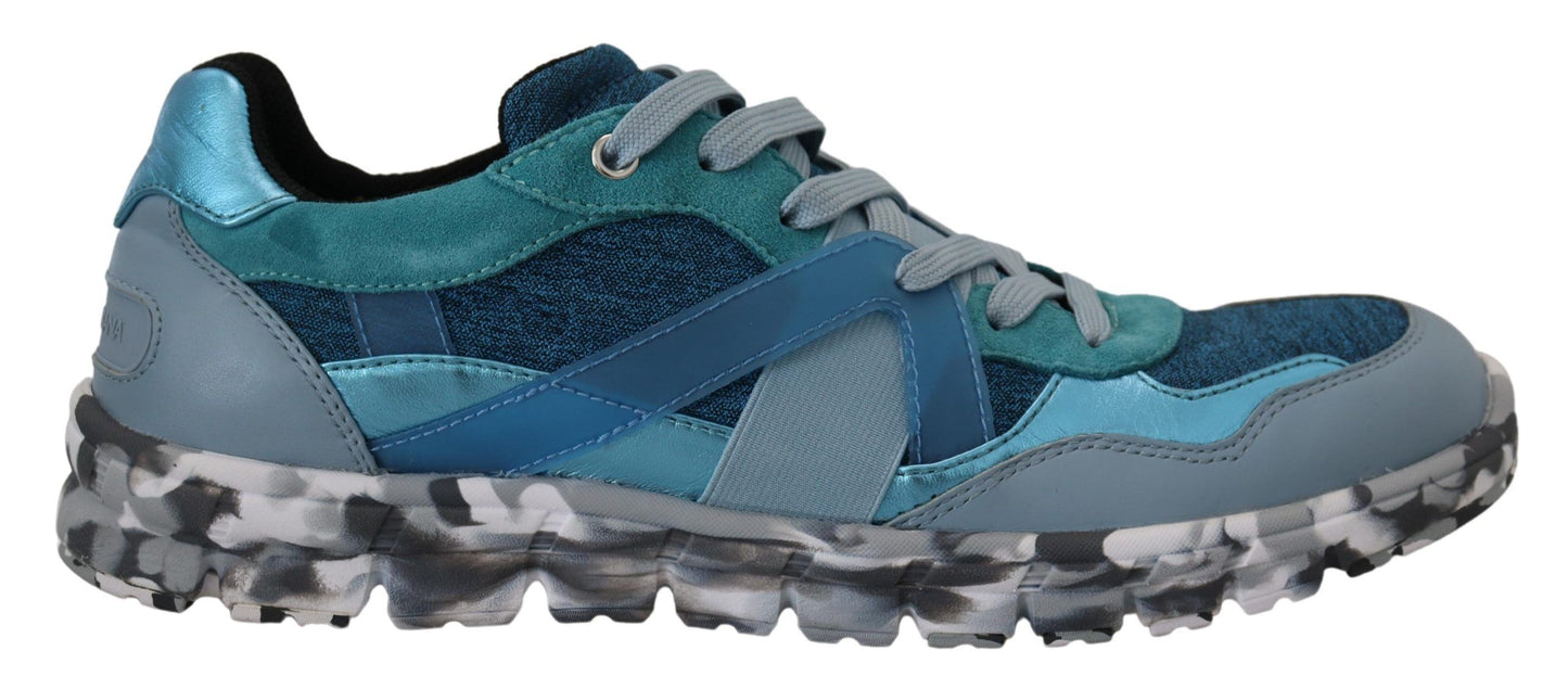 Baskets basses de sport Dolce & Gabbana en cuir gris-bleu
