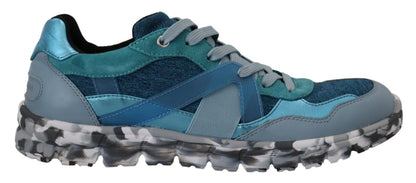 Baskets basses de sport Dolce & Gabbana en cuir gris-bleu