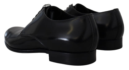 Chaussures de ville habillées en cuir noir Dolce & Gabbana