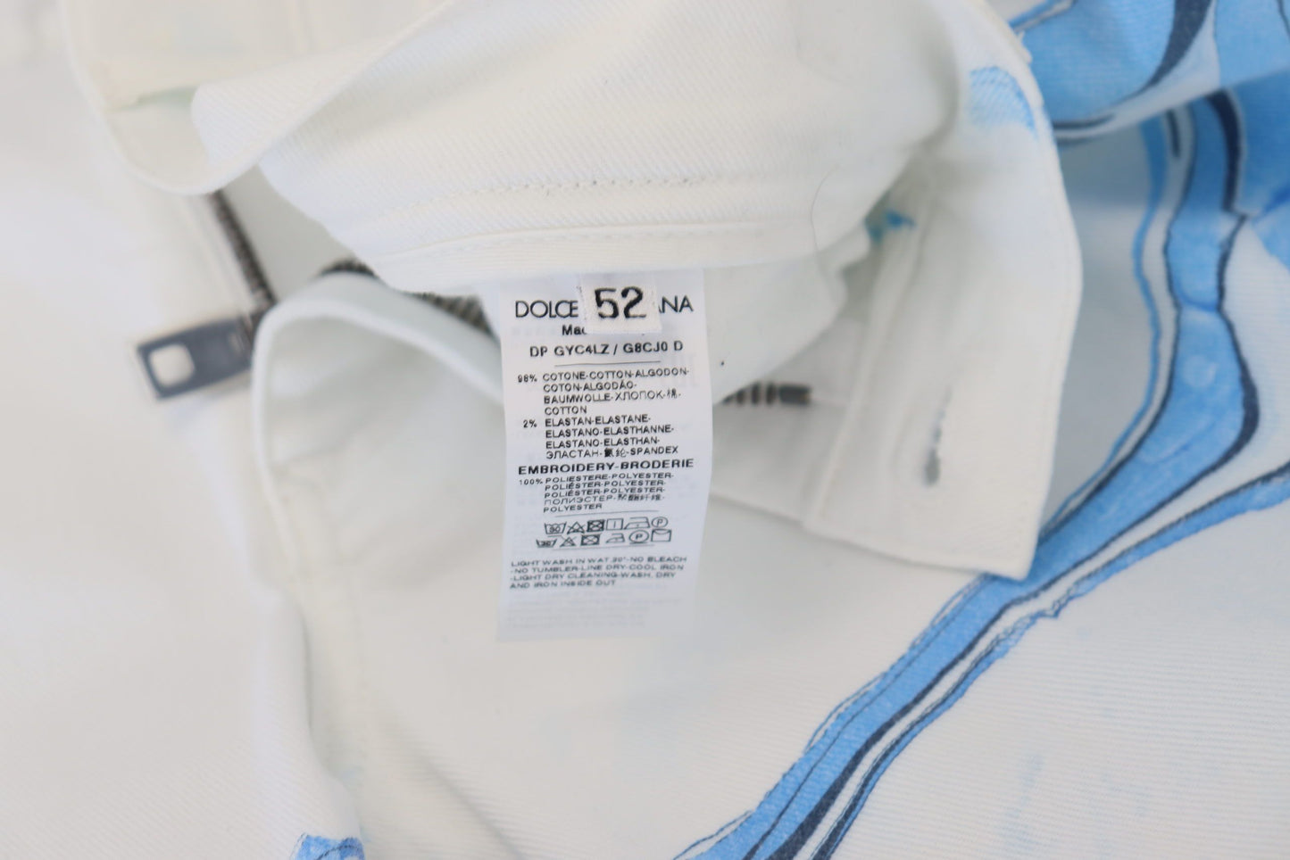Pantalon skinny stretch en jean de coton blanc et bleu Dolce & Gabbana