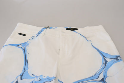 Pantalon skinny stretch en jean de coton blanc et bleu Dolce & Gabbana