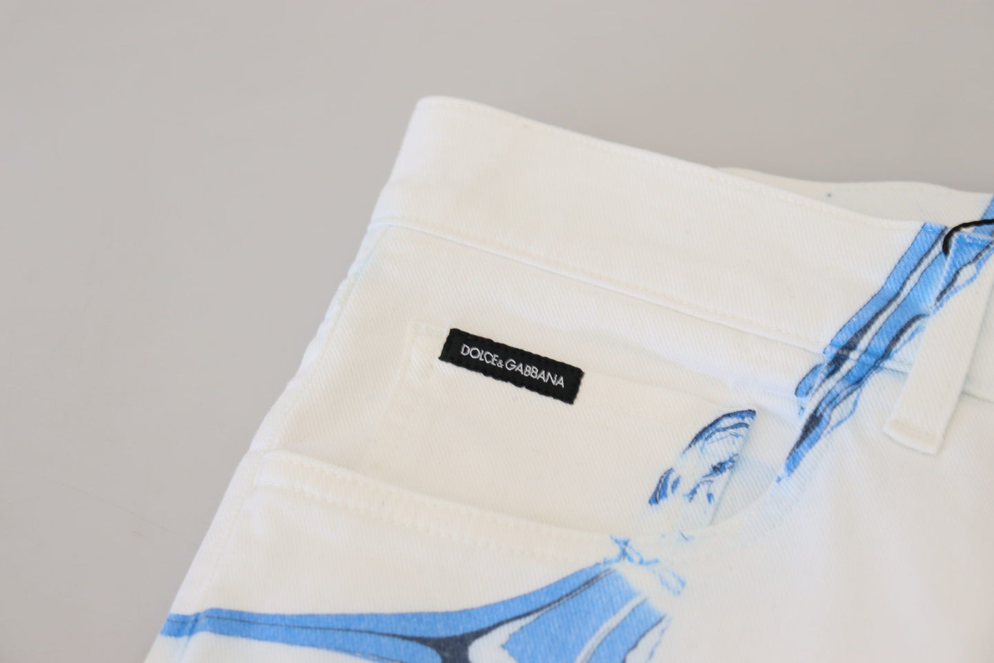 Pantalon skinny stretch en jean de coton blanc et bleu Dolce & Gabbana