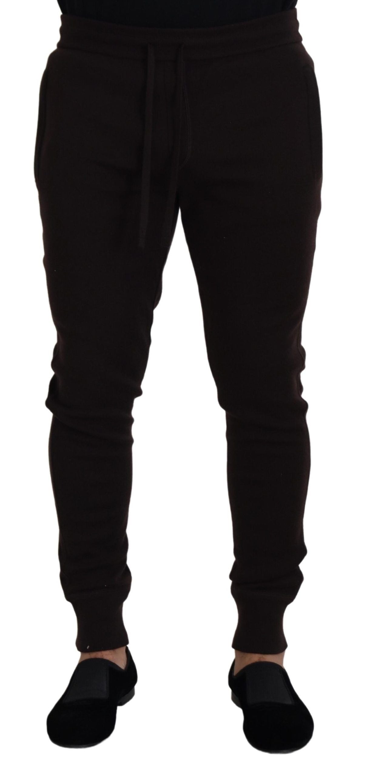 Pantalon de survêtement Dolce & Gabbana en cachemire marron avec cordon de serrage