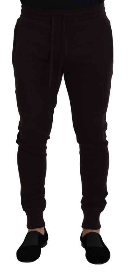 Pantalon de survêtement Dolce & Gabbana en cachemire marron avec cordon de serrage