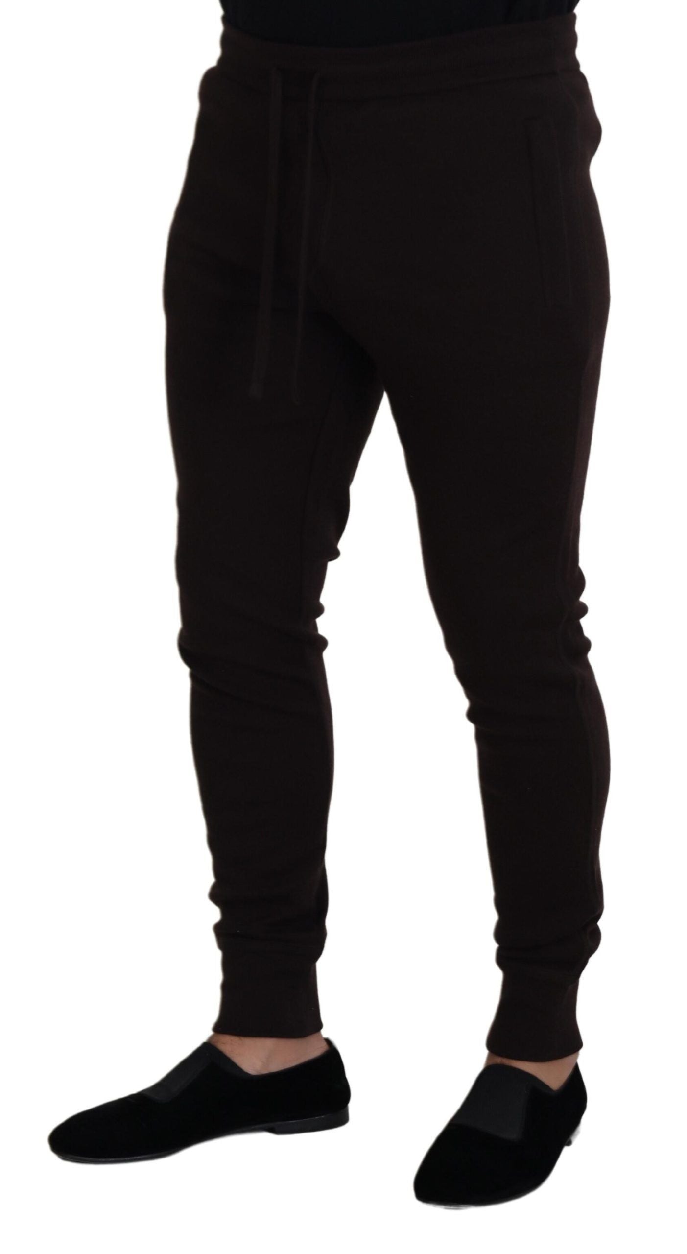 Pantalon de survêtement Dolce & Gabbana en cachemire marron avec cordon de serrage