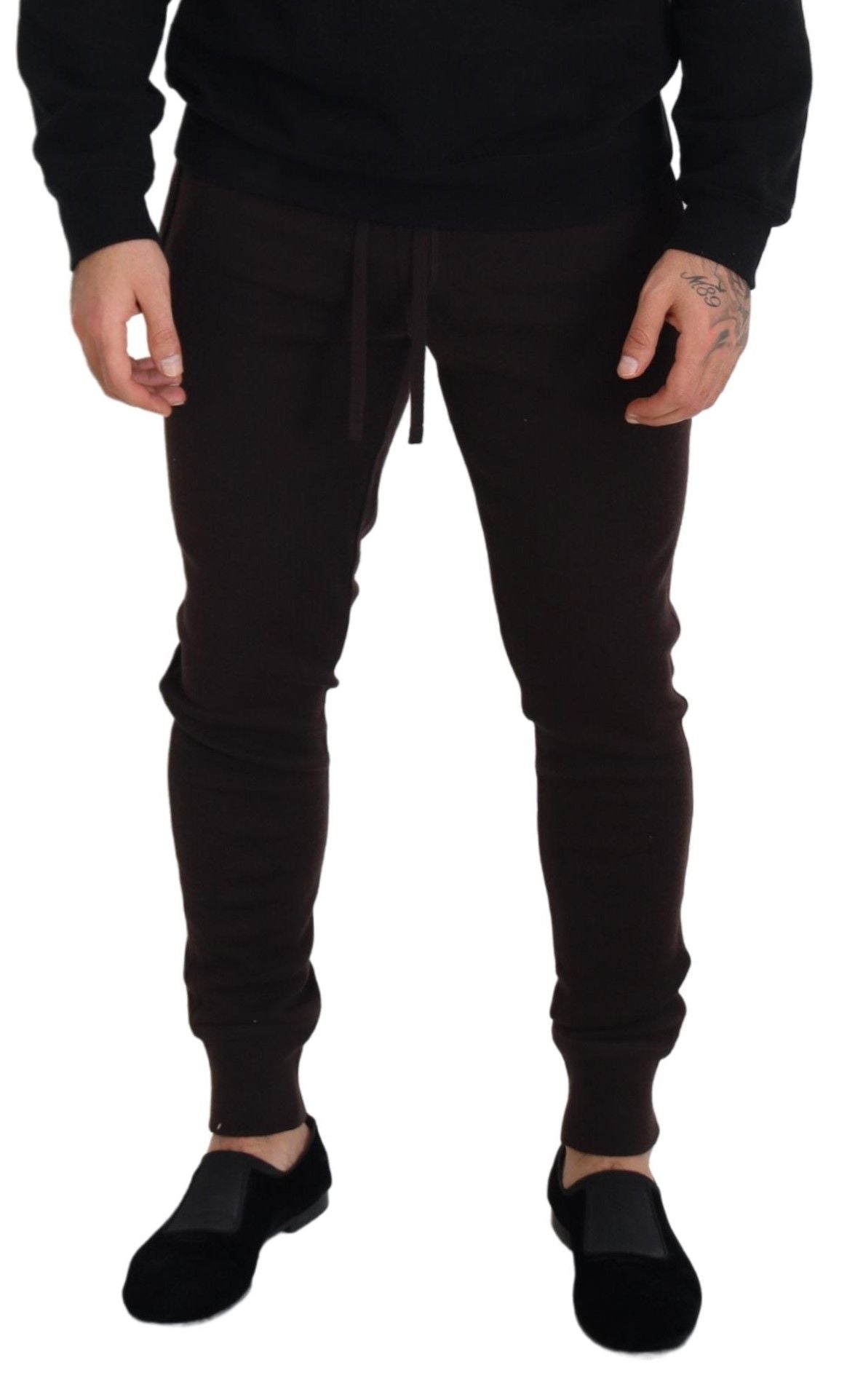Pantalon de survêtement Dolce & Gabbana en cachemire marron avec cordon de serrage