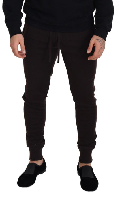 Pantalon de survêtement Dolce & Gabbana en cachemire marron avec cordon de serrage