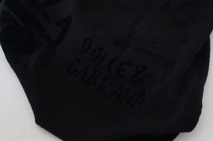 Pull Dolce & Gabbana en laine noire à motif logo et col rond