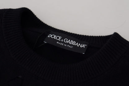 Pull Dolce & Gabbana en laine noire à motif logo et col rond