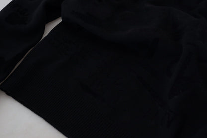 Pull Dolce & Gabbana en laine noire à motif logo et col rond