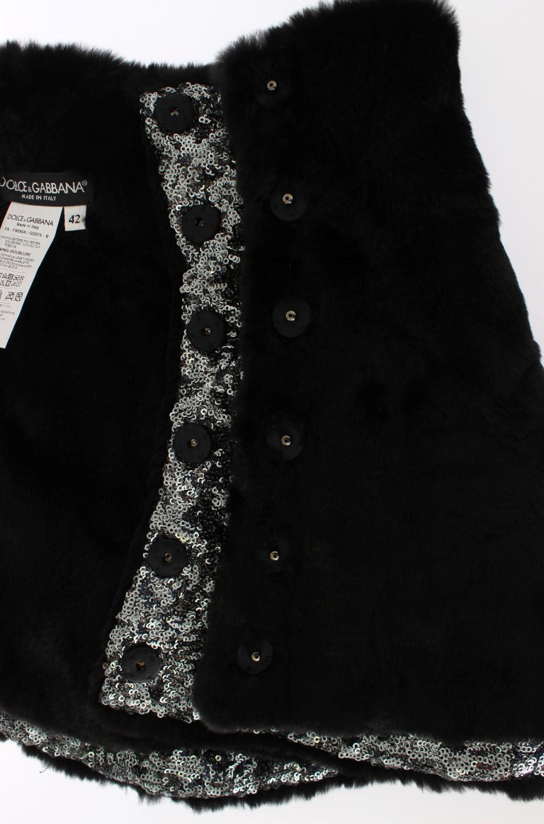Châle-écharpe Dolce & Gabbana en fourrure de belette argentée à fleurs et sequins