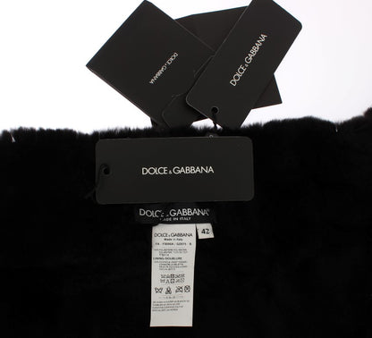 Châle-écharpe Dolce & Gabbana en fourrure de belette argentée à fleurs et sequins