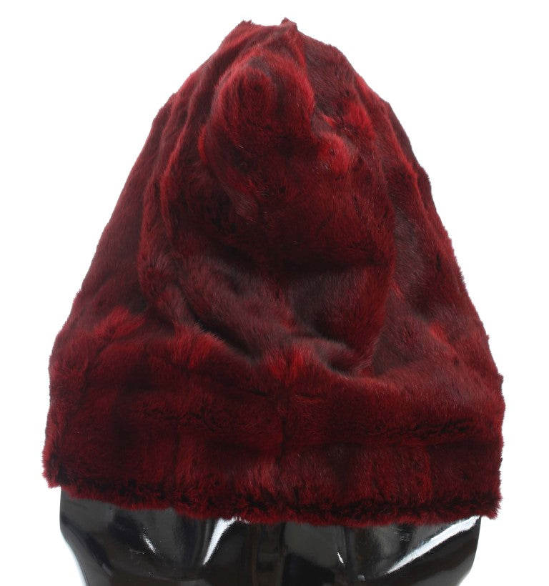 Cache-nez cagoule en fourrure de hamster au crochet Bordeaux Dolce & Gabbana