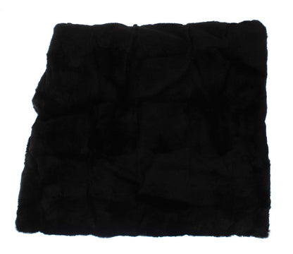 Écharpe à capuchon et chapeau en crochet en fourrure de vison noire Dolce & Gabbana
