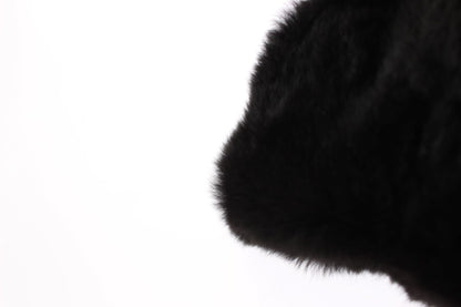 Écharpe à capuchon et chapeau en crochet en fourrure de vison noire Dolce & Gabbana