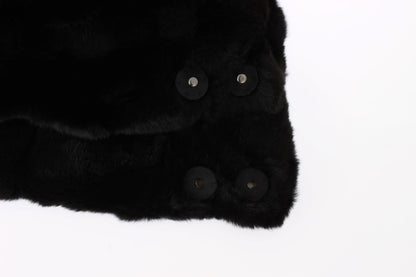 Écharpe à capuchon et chapeau en crochet en fourrure de vison noire Dolce & Gabbana