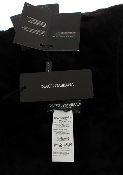 Écharpe à capuchon et chapeau en crochet en fourrure de vison noire Dolce & Gabbana