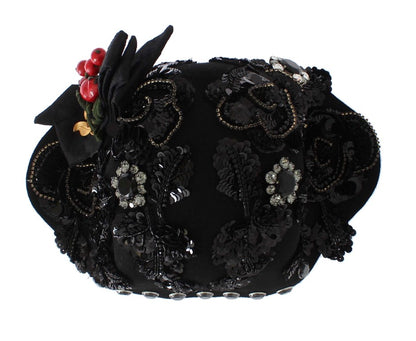 Chapeau Broche Cerises Dorées Cristaux Noirs Dolce & Gabbana