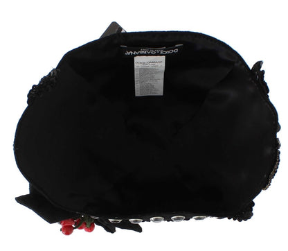 Chapeau Broche Cerises Dorées Cristaux Noirs Dolce & Gabbana