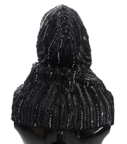 Cache-col/chapeau à capuche en maille noire à sequins Dolce & Gabbana