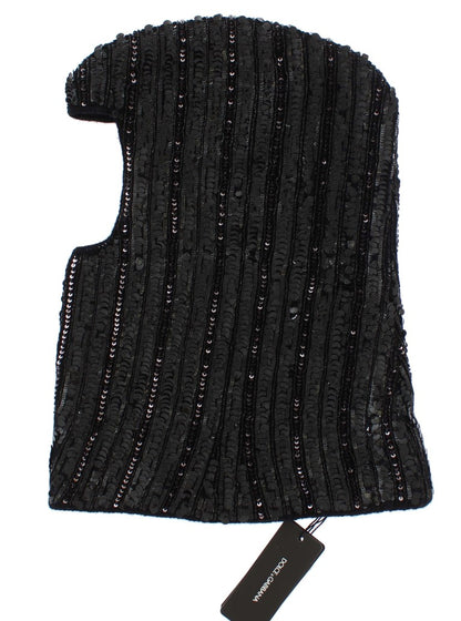 Cache-col/chapeau à capuche en maille noire à sequins Dolce & Gabbana