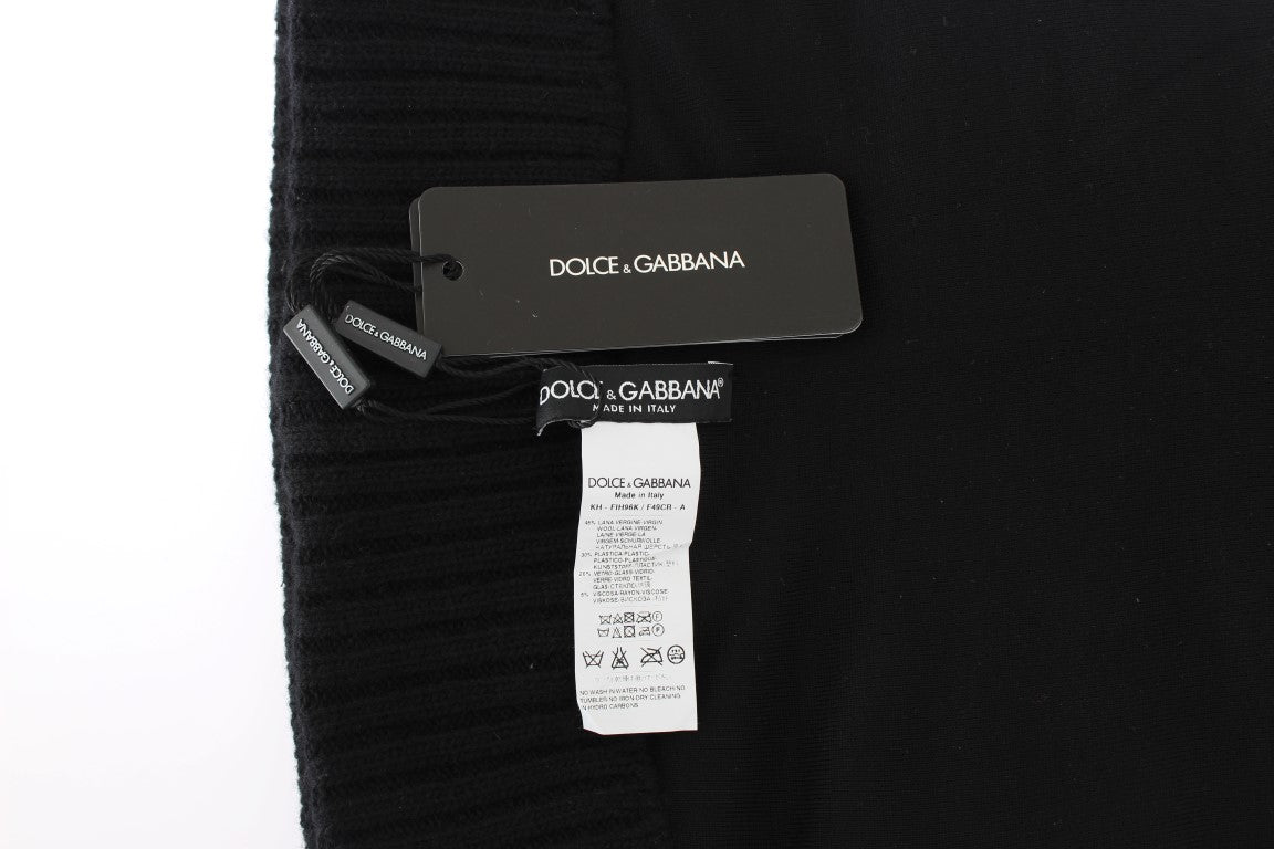 Cache-col/chapeau à capuche en maille noire à sequins Dolce & Gabbana