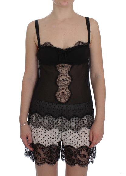 Top de lingerie Dolce & Gabbana en soie noire et dentelle florale