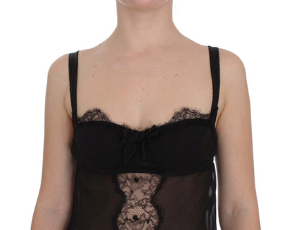 Top de lingerie Dolce & Gabbana en soie noire et dentelle florale