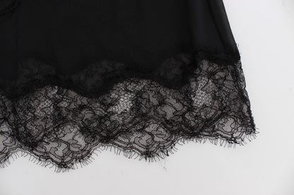 Top de lingerie Dolce & Gabbana en soie noire et dentelle florale