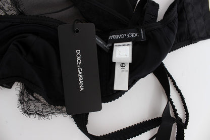 Top de lingerie Dolce & Gabbana en soie noire et dentelle florale