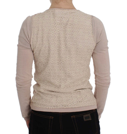 PINK MEMORIES Pink Floral Lace Wrap Sweater