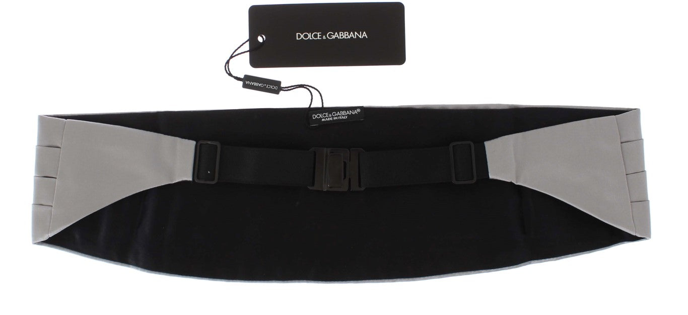Dolce & Gabbana Ceinture large en soie argentée avec plastron