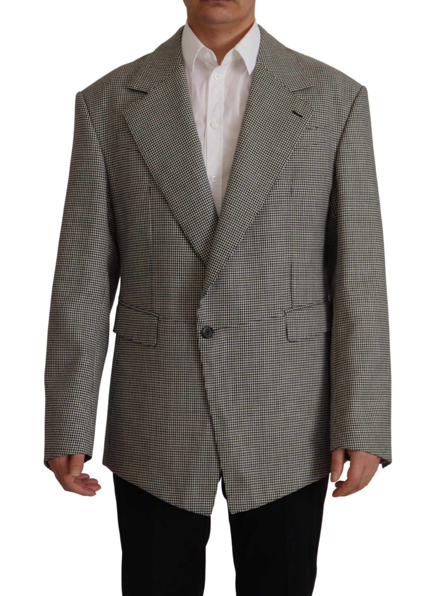 Blazer Dolce & Gabbana gris à carreaux coupe droite