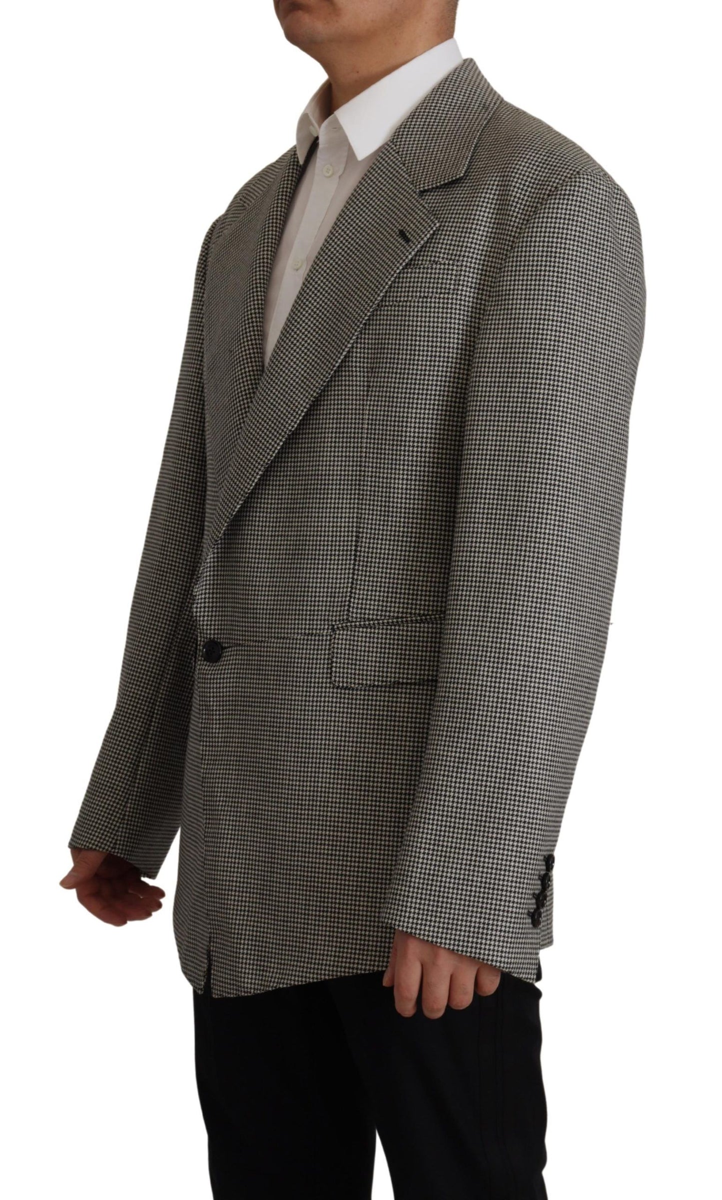 Blazer Dolce & Gabbana gris à carreaux coupe droite