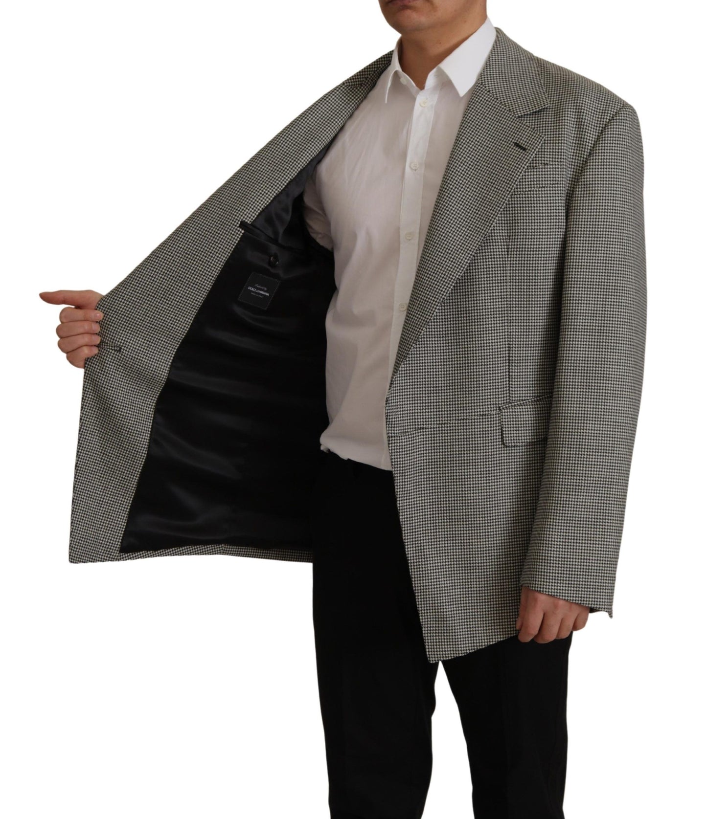 Blazer Dolce & Gabbana gris à carreaux coupe droite