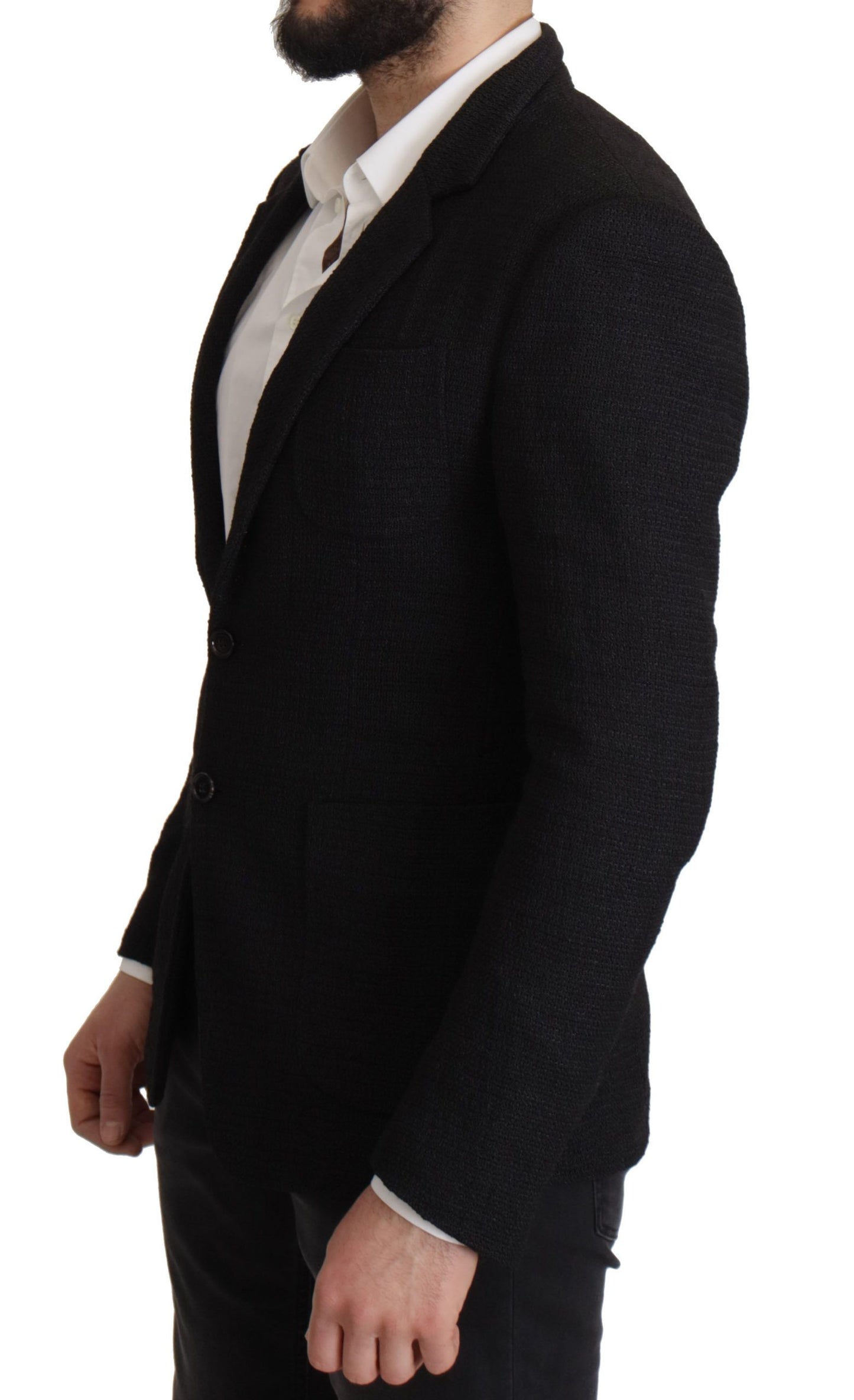 Dolce & Gabbana Manteau Blazer Homme Noir à Boutonnage Simple