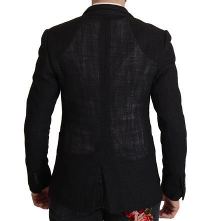 Dolce & Gabbana Manteau Blazer Homme Noir à Boutonnage Simple