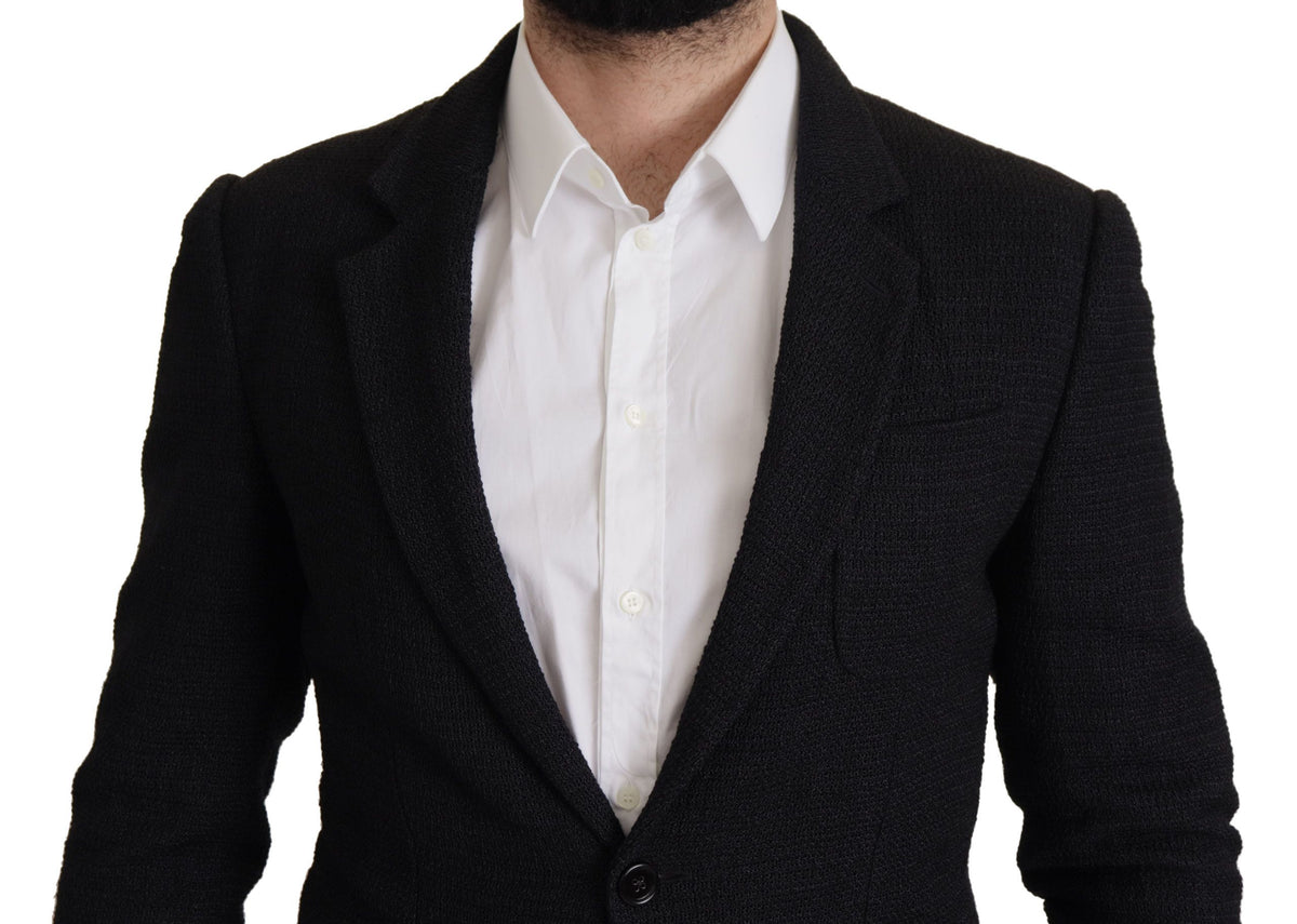Dolce & Gabbana Manteau Blazer Homme Noir à Boutonnage Simple