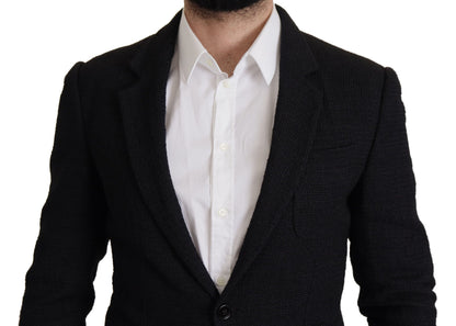 Dolce & Gabbana Manteau Blazer Homme Noir à Boutonnage Simple
