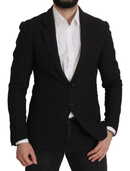 Dolce & Gabbana Manteau Blazer Homme Noir à Boutonnage Simple