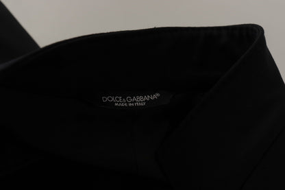 Dolce & Gabbana Manteau en laine noire à simple boutonnage pour homme
