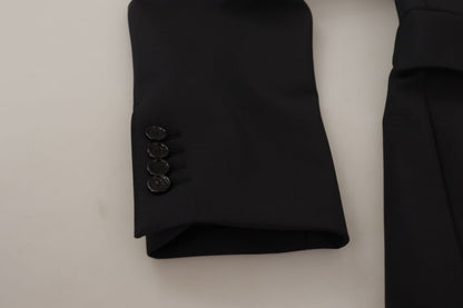 Dolce & Gabbana Manteau en laine noire à simple boutonnage pour homme