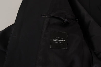 Dolce & Gabbana Manteau en laine noire à simple boutonnage pour homme